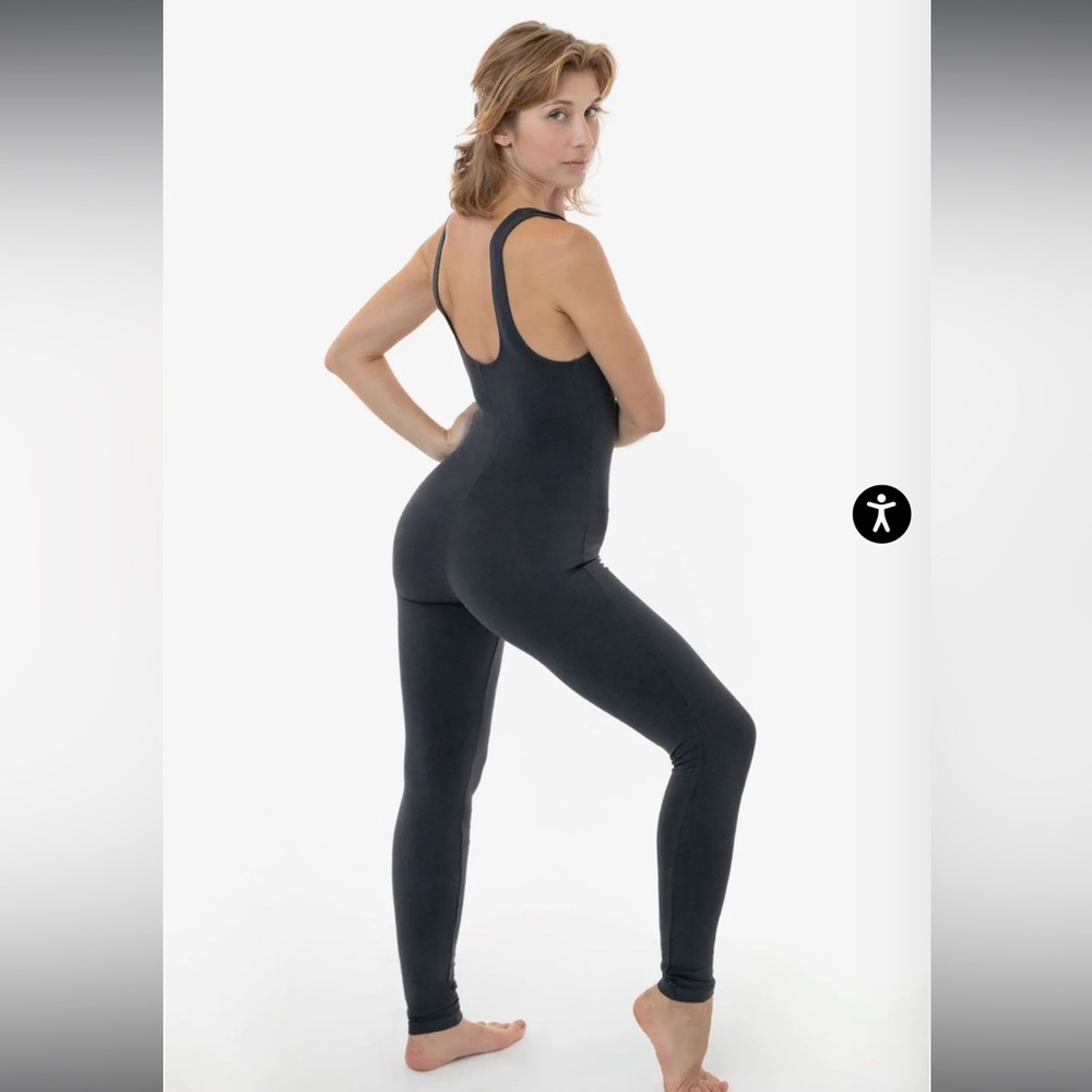 Los Angeles Apparel Garment Dye Cotton Spandex Tank Unitard Dolphin Blue Gray L